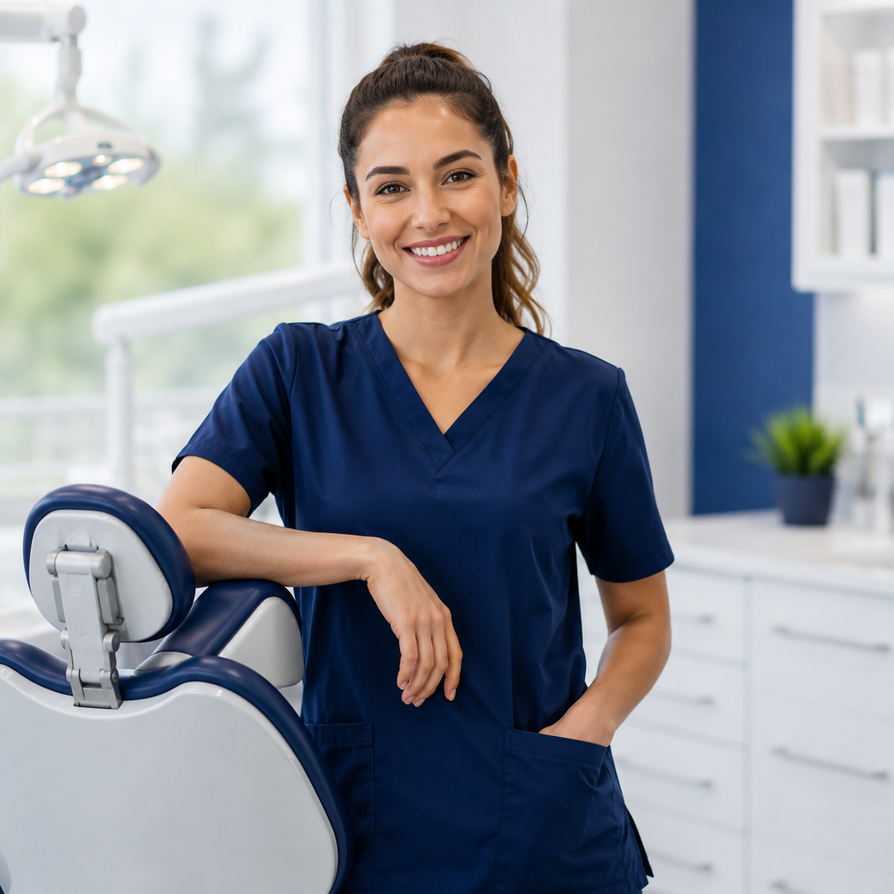 Dental professional preparing for a shift